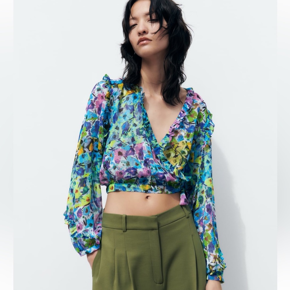 Zara Ruffled Print Blouse - Picture 3 of 3
